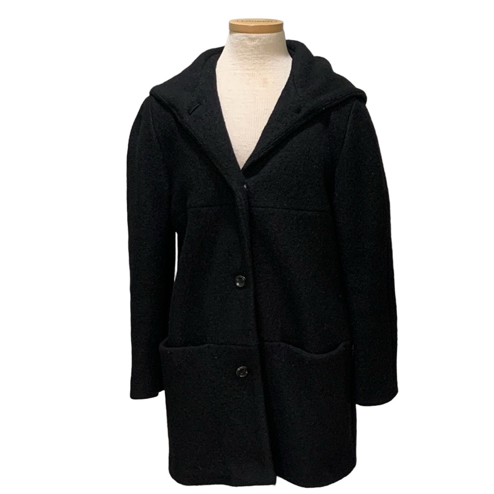 Liz Claiborne sz 10 black wool hooded winter coat